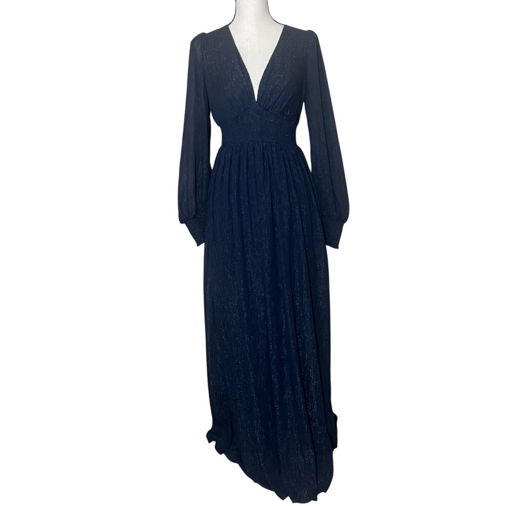 Baltic Born Juliette Navy Shimmer Maxi Dress Size S Bridesmaid Formal, - Picture 2 of 15